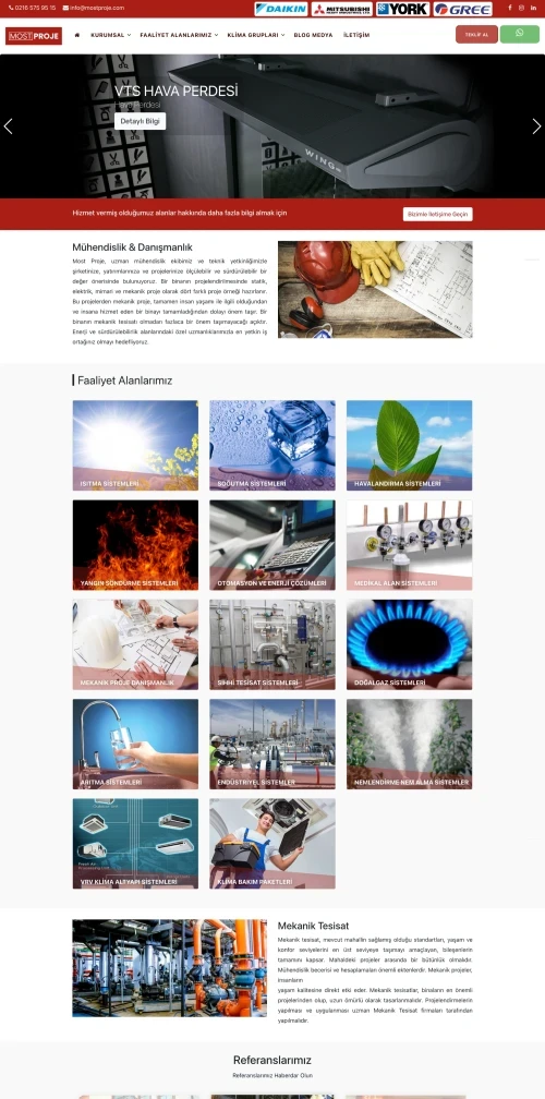 MostProje İklimlendirme Kurumsal Web Sitesi - Mekanik Tesisat Tanıtım Platformu