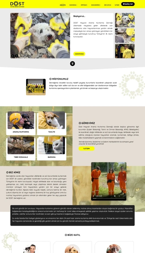 Dost Arama Kurtarma Derneği Web Sitesi - Eğitim ve Kurumsal Platform