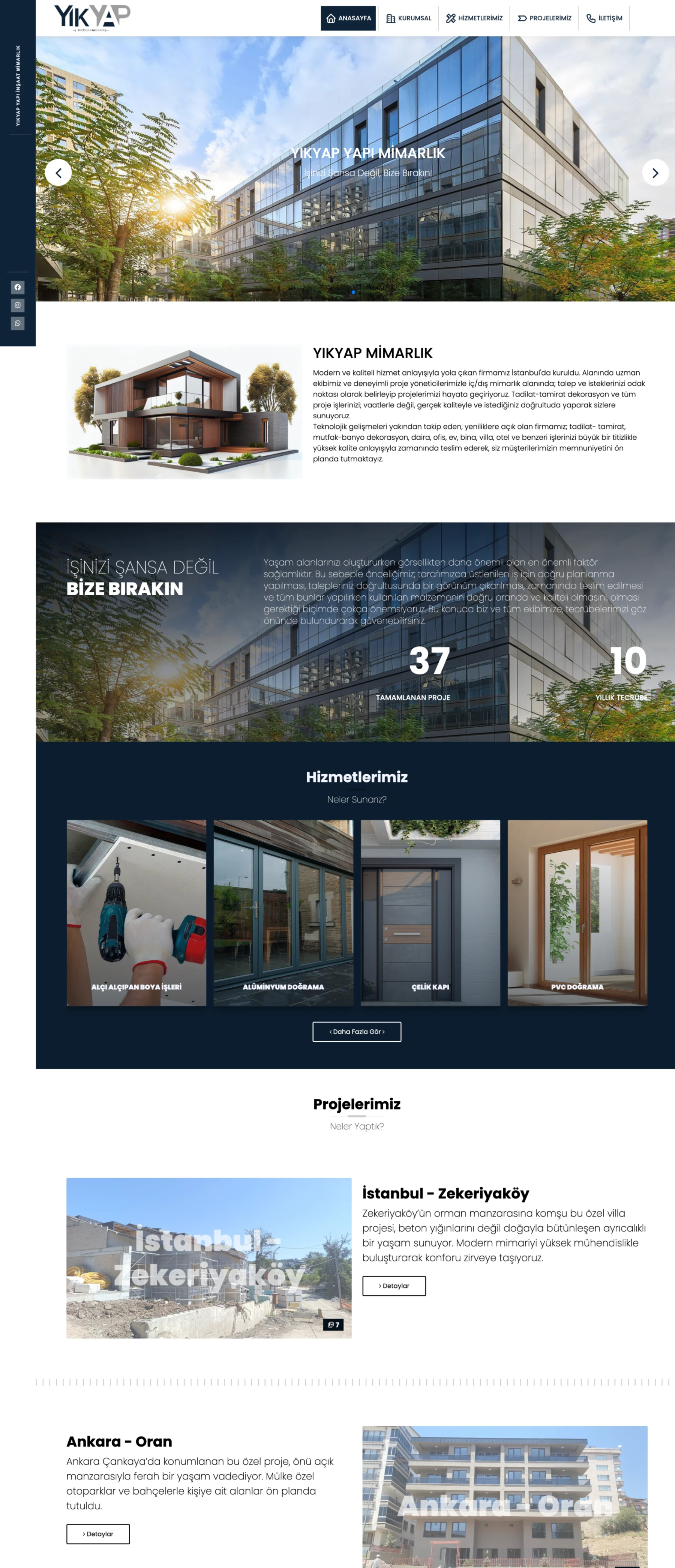 Yıkyap İnşaat - Kurumsal Web Sitesi ve CRM Sistemi - Desktop Görünüm 