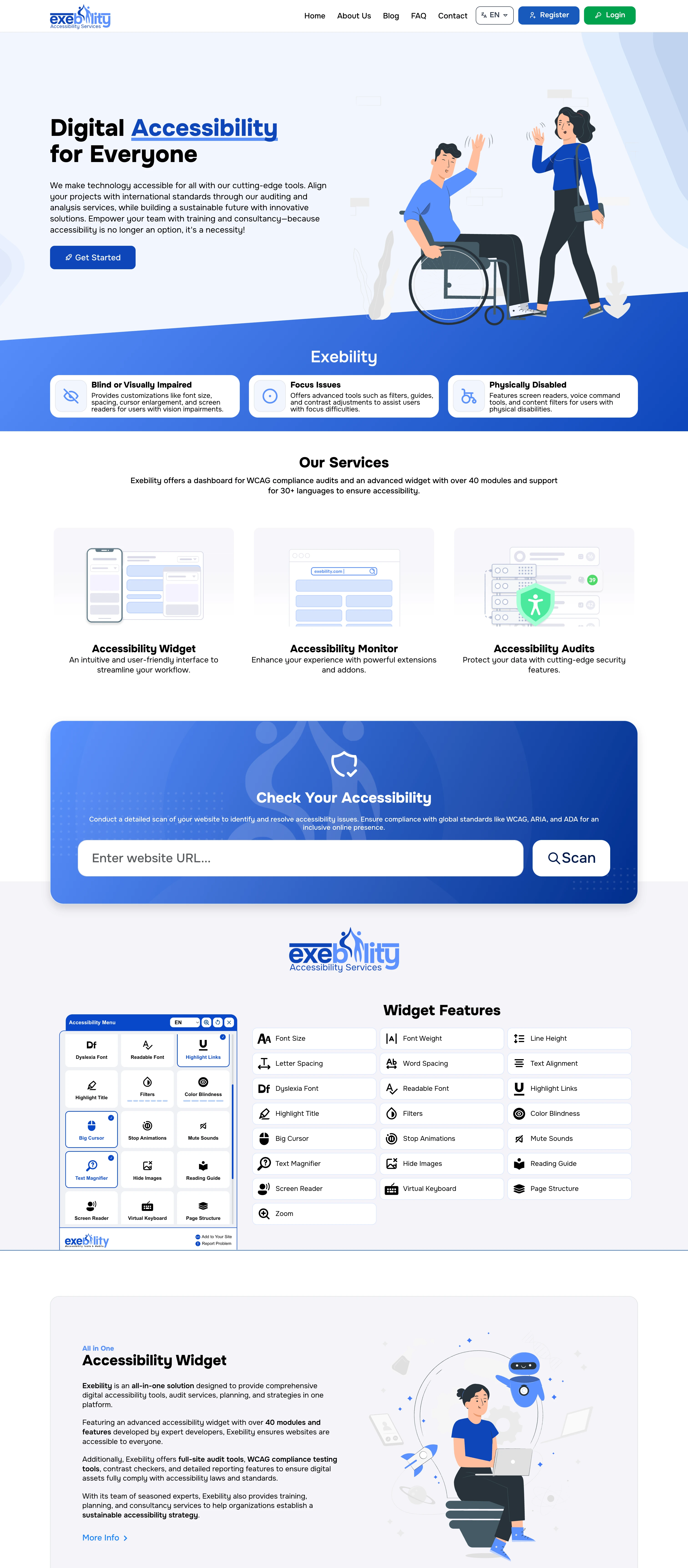 Exebility Web Erişilebilirlik Platformu - WCAG Uyumlu SaaS Çözümü - Desktop Görünüm 