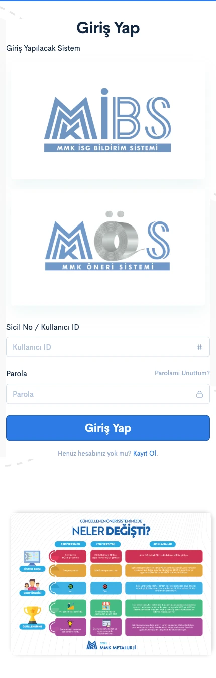 MMK Metalurji - Öneri Sistemi Kurulum ve Özelleştirme - Mobil Görünüm