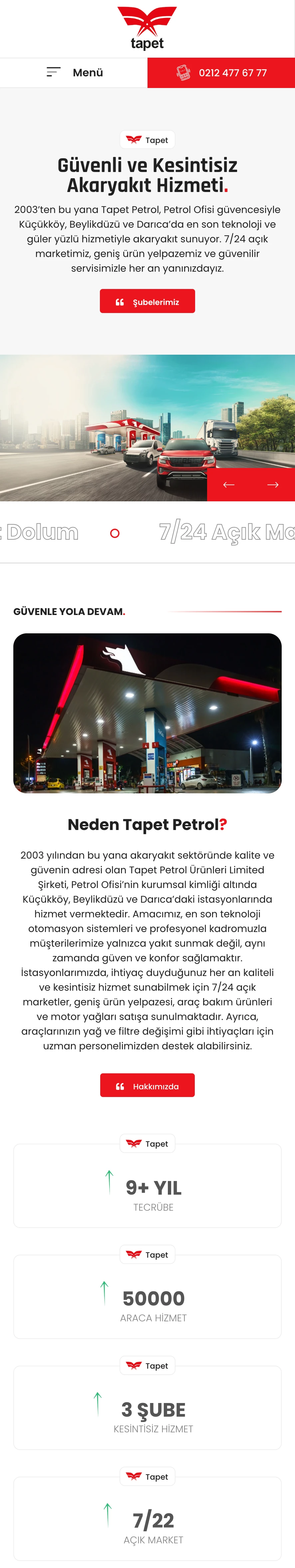 Tapet Petrol - B2B Platform ve Taşıt Tanıma Entegrasyonu - Mobil Görünüm