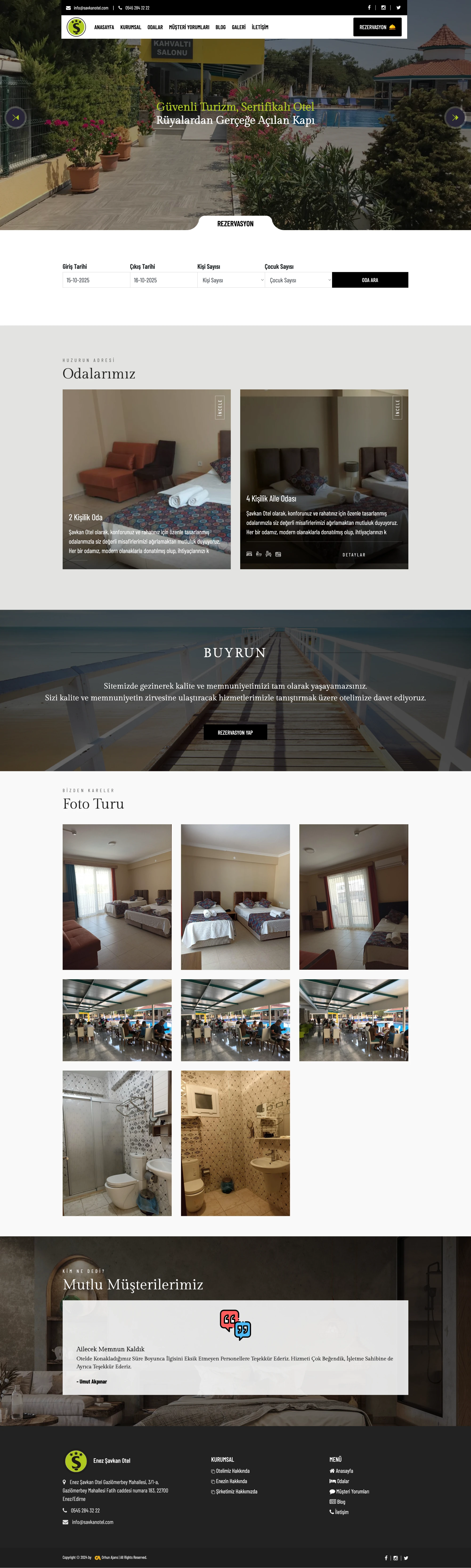 Şavkan Otel - Rezervasyon Sistemi ve Backend Geliştirme