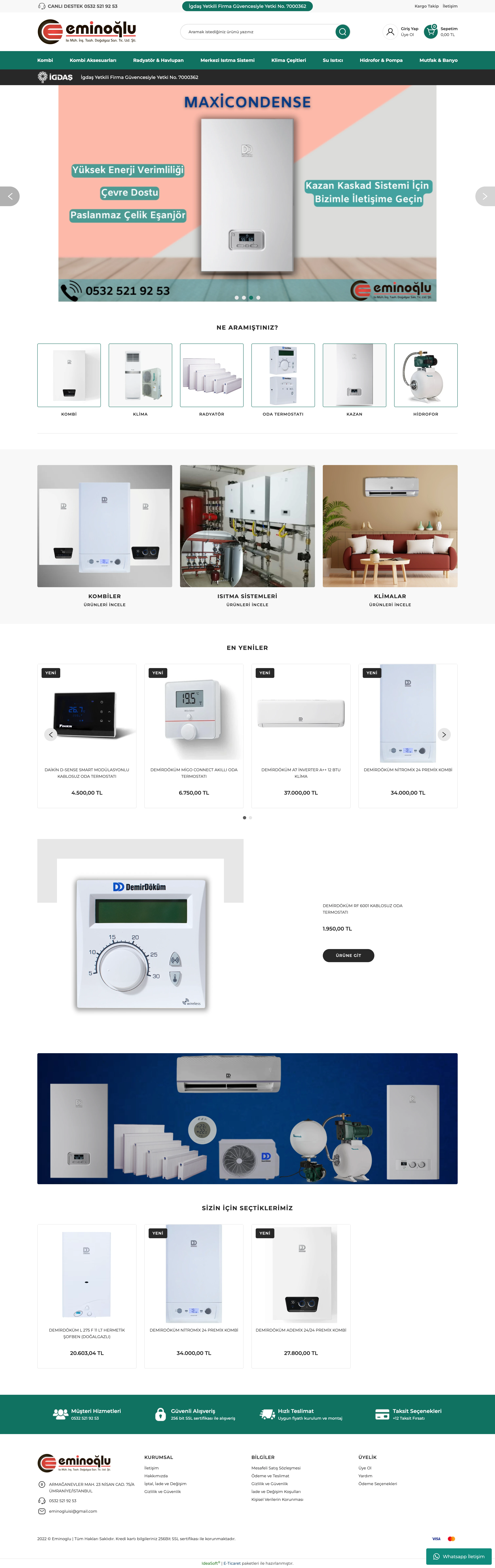 Eminoğlu Isı Mühendislik - Kurumsal Web Sitesi ve Katalog Yönetimi