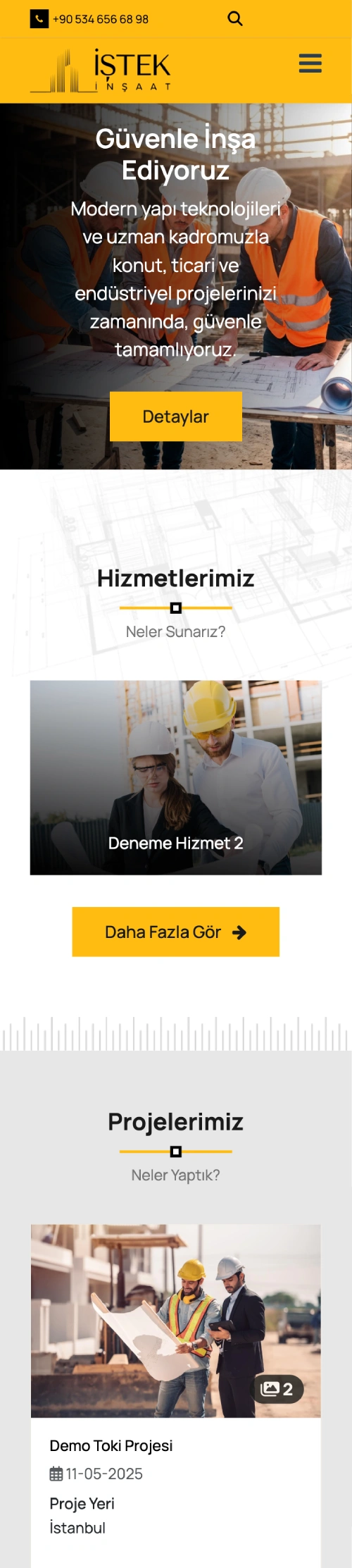 İştek İnşaat - Kurumsal Web Sitesi ve CRM Sistemi - Mobil Görünüm