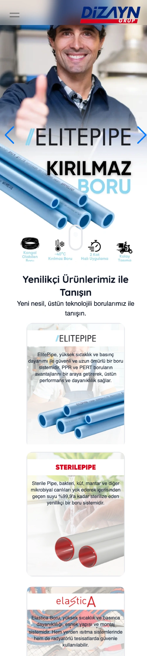 Dizayn Grup - Kurumsal Web Sitesi - Mobil Görünüm