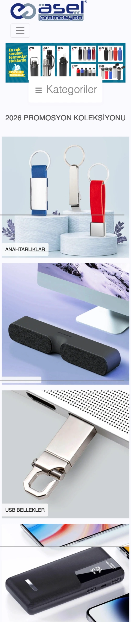 Asel Promotion - E-Commerce Website and Catalog System - Mobil Görünüm