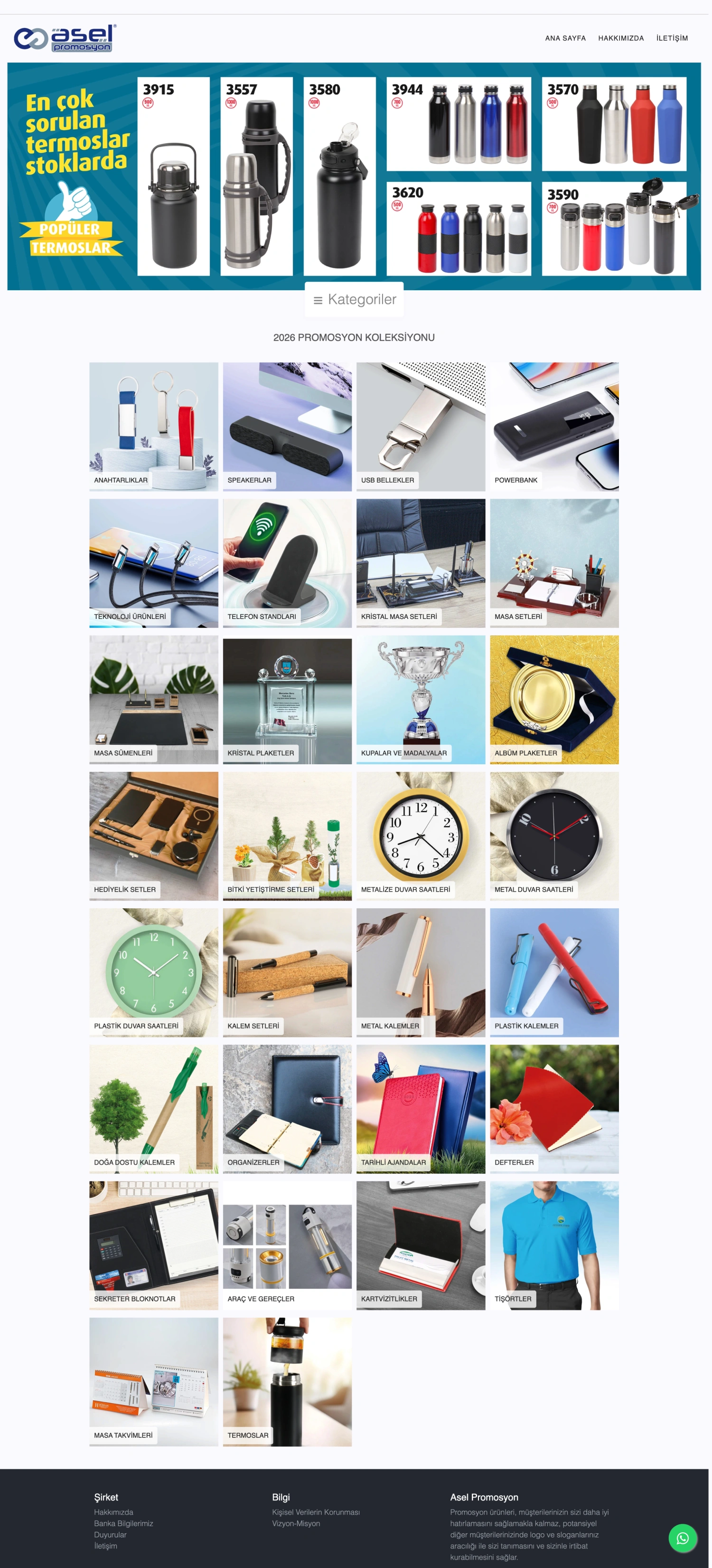 Asel Promotion - E-Commerce Website and Catalog System - Desktop Görünüm 