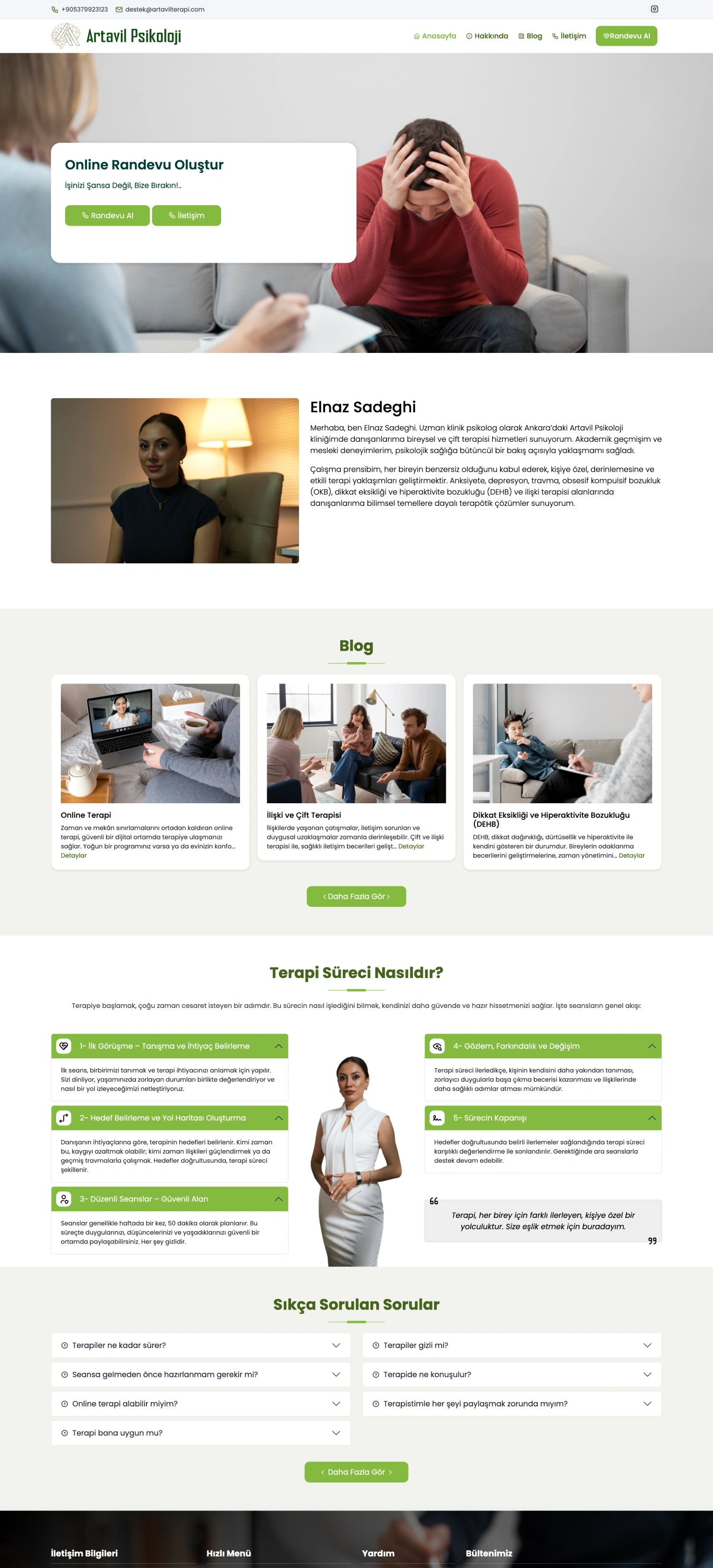 Artavil Terapi - Online Psikolojik Terapi ve Randevu Sistemi - Desktop Görünüm 