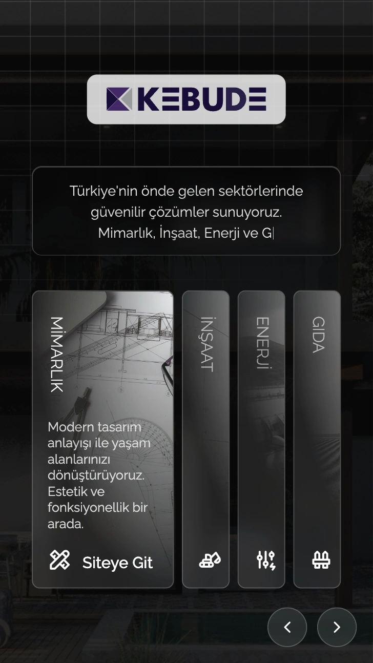 Kebude Grup - Kurumsal Web Sitesi ve Yönetim Paneli - Mobil Görünüm