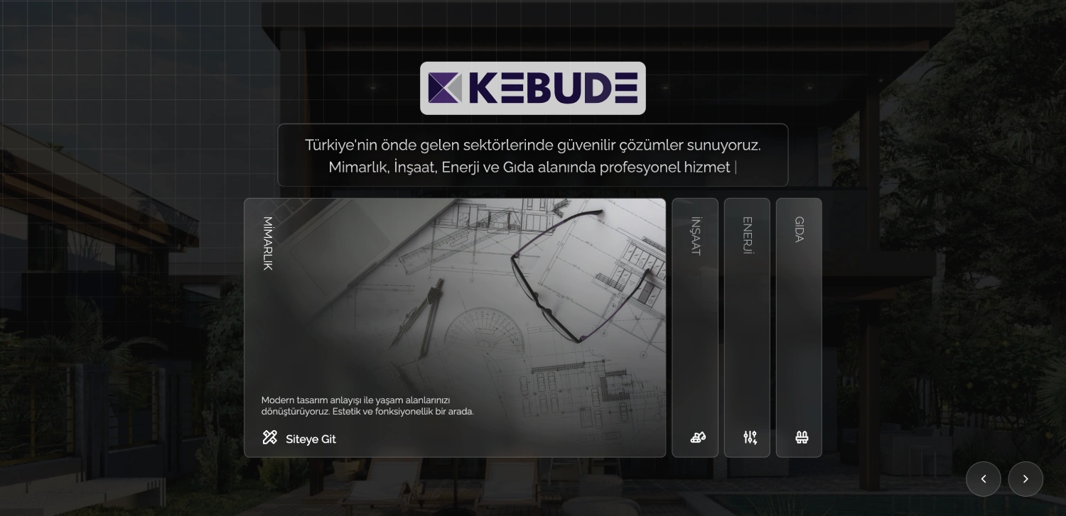 Kebude Grup - Kurumsal Web Sitesi ve Yönetim Paneli - Desktop Görünüm 