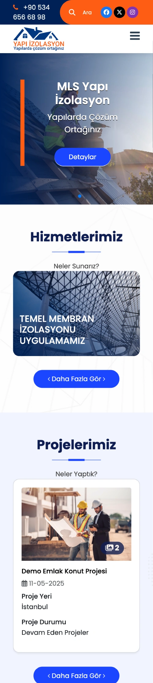Yapı İzolasyon - Kurumsal Web Sitesi - Mobil Görünüm