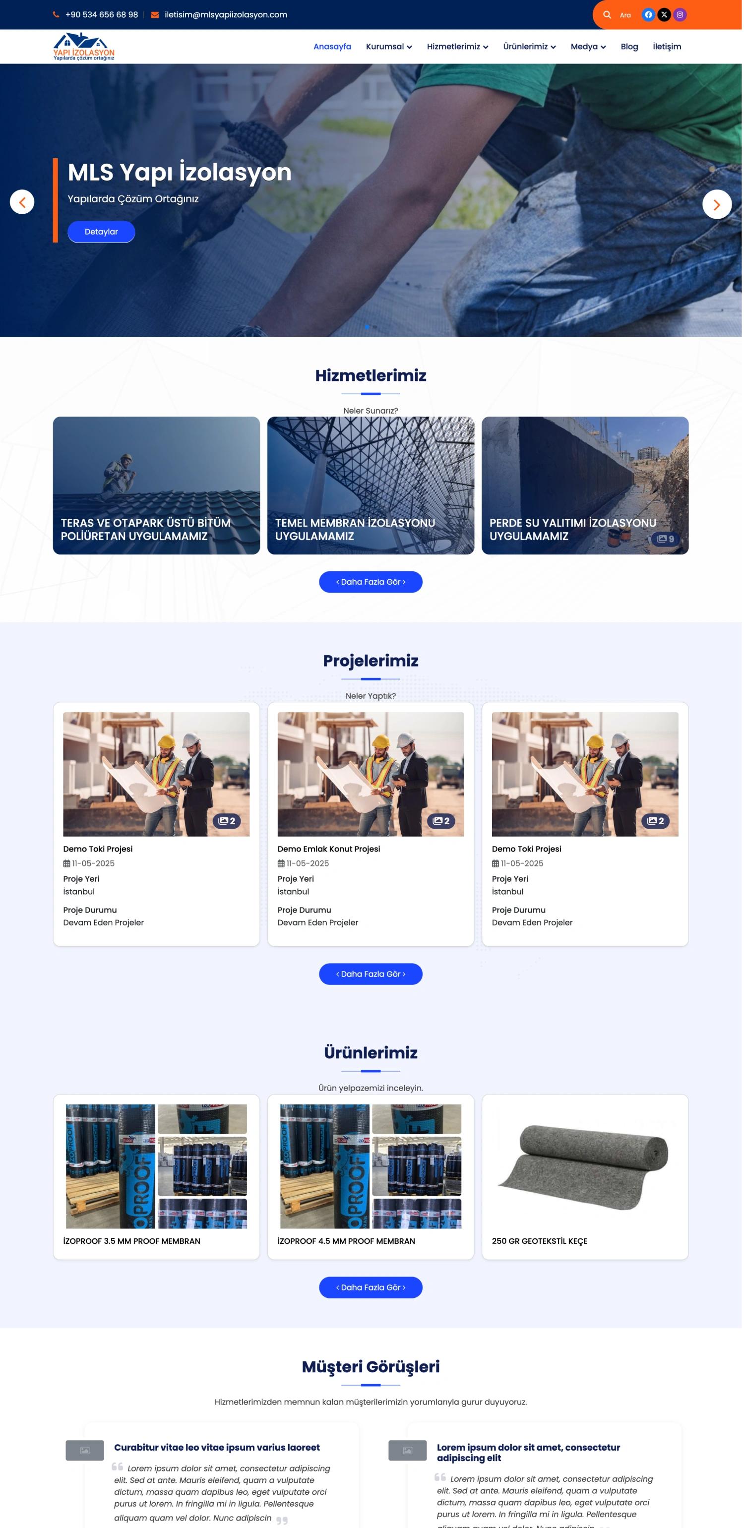 Yapı İzolasyon - Kurumsal Web Sitesi - Desktop Görünüm 