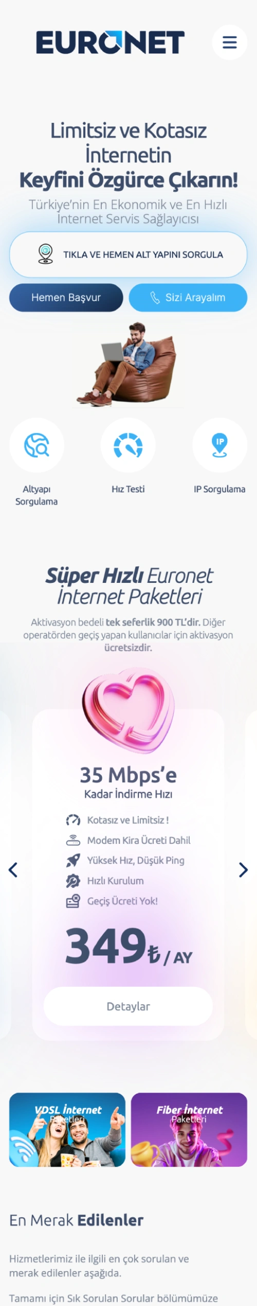 Euronet Telekom Müşteri Platformu - Telekomünikasyon Yönetim Sistemi - Mobil Görünüm