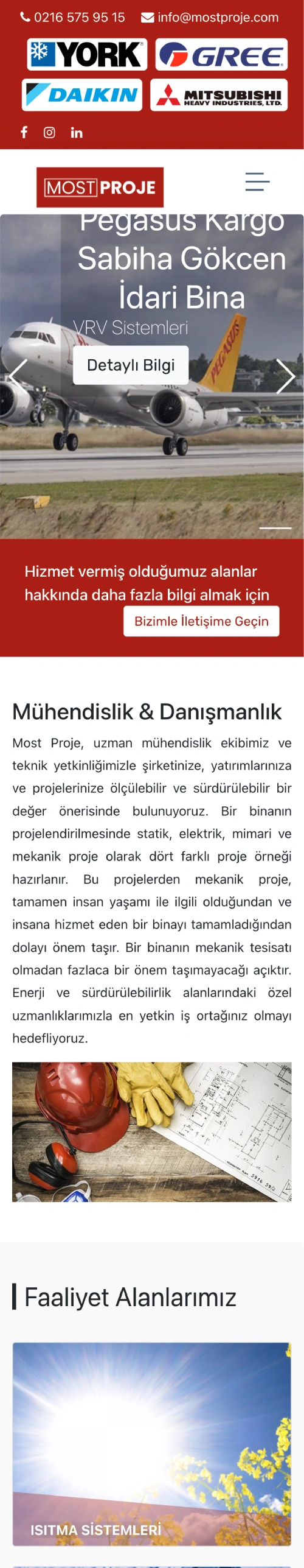 MostProje İklimlendirme Kurumsal Web Sitesi - Mekanik Tesisat Tanıtım Platformu - Mobil Görünüm