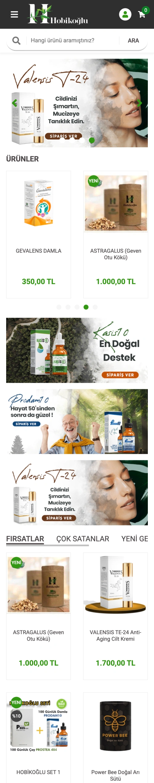 Hobikoğlu Doğal Ürünler Web Sitesi - Bitkisel Takviye Ürün Kataloğu - Mobil Görünüm