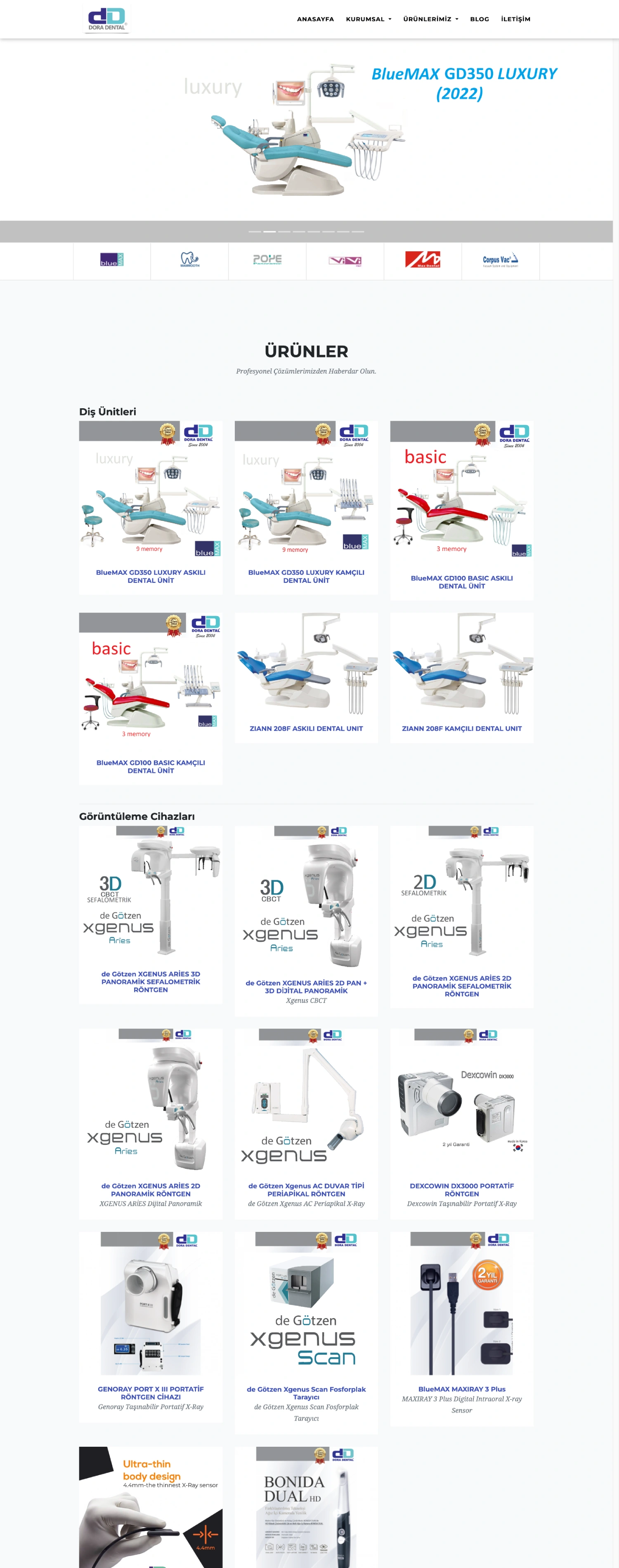 Dora Dental Ürün Kataloğu - Diş Hekimliği Ekipmanları Web Sitesi - Desktop Görünüm 