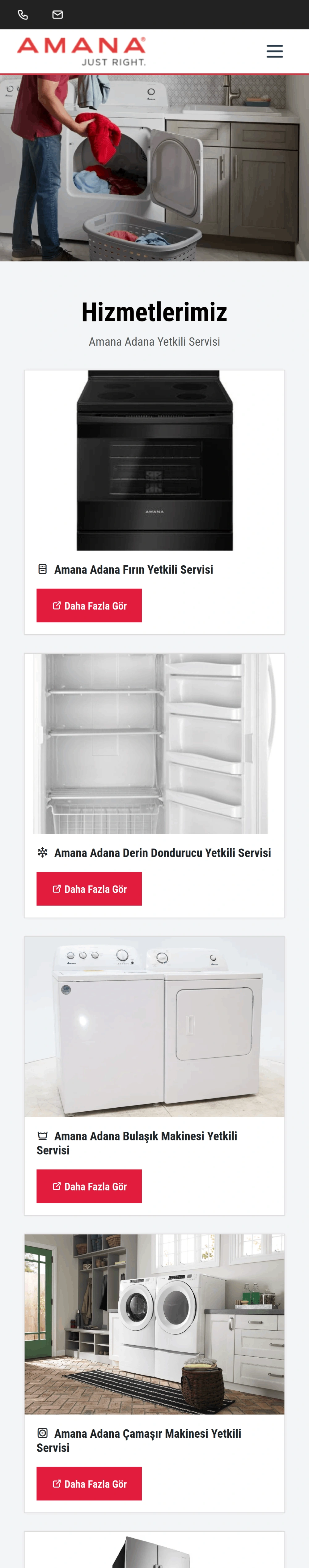 Amana Adana Yetkili Servisi - Premium Servis Yönetim Sistemi ve Web Projesi - Mobil Görünüm