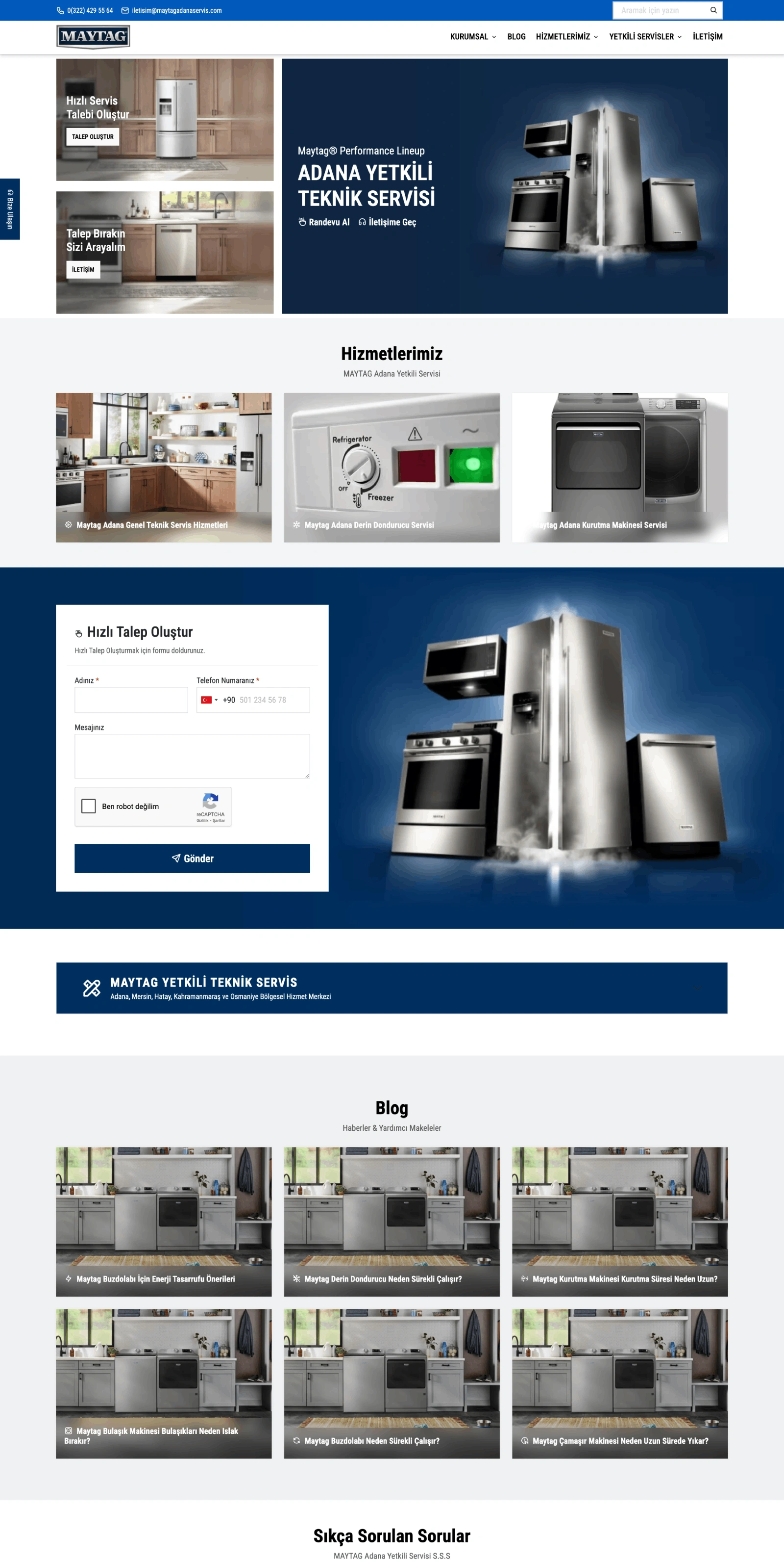 Maytag Adana Yetkili Servisi - Dayanıklılık Odaklı Endüstriyel Web ve CRM Altyapısı - Desktop Görünüm 